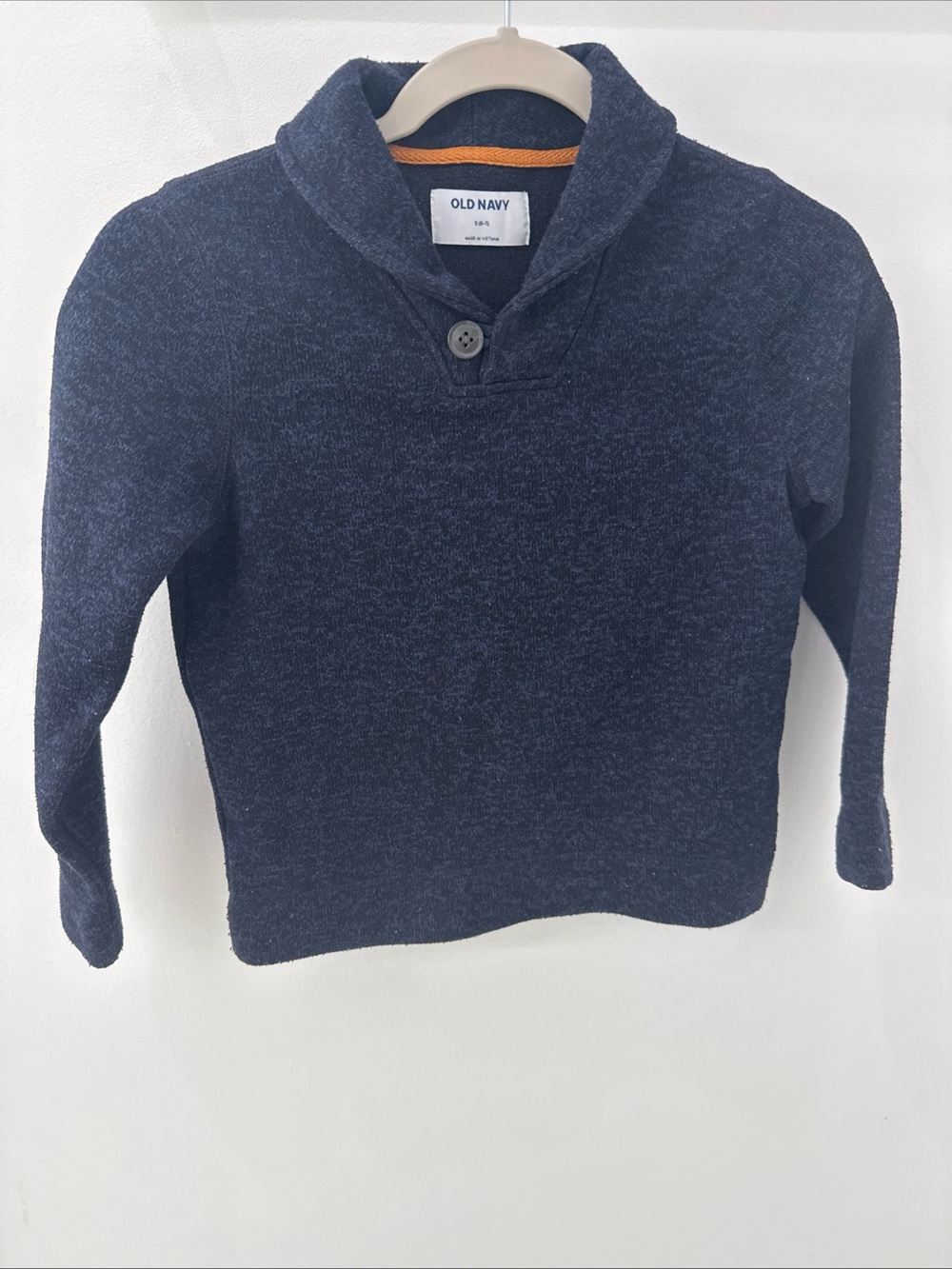 Old Navy Boys' Dark Navy Shawl-Collar Pullover with Button Size 6-7